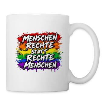 Menschenrechte statt Rechte Menschen - Tasse - Weiß - Rechts