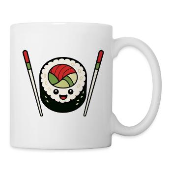 Lustiges Sushi Stäbchen Japan Essen Vektor Shirt - Tasse - Weiß - Rechts
