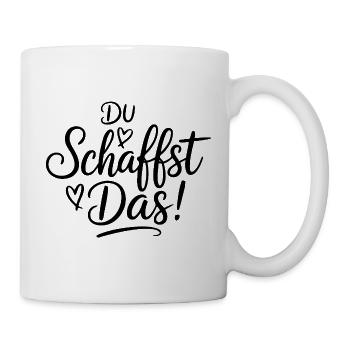 Du schaffst das Wir schaffen das Sprüche Mann Frau - Tasse - Weiß - Rechts