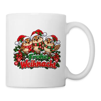 Frohe Weihnacht Vögel - Tasse - Weiß - Rechts