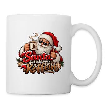 Kaffeliehaber Weihnachten Santa braucht Kaffee  - Tasse - Weiß - Rechts