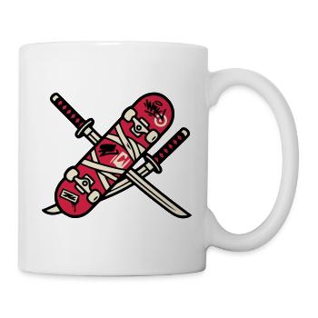 Skateboard Katana Wappen Logo - Tasse - Weiß - Rechts