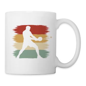 Tischtennis Rückhand Block Retro Silhouette - Tasse - Weiß - Rechts