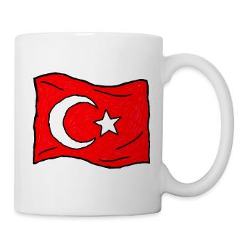 Handgezeichnete Türkei-Flagge im Wind - Tasse - Weiß - Rechts