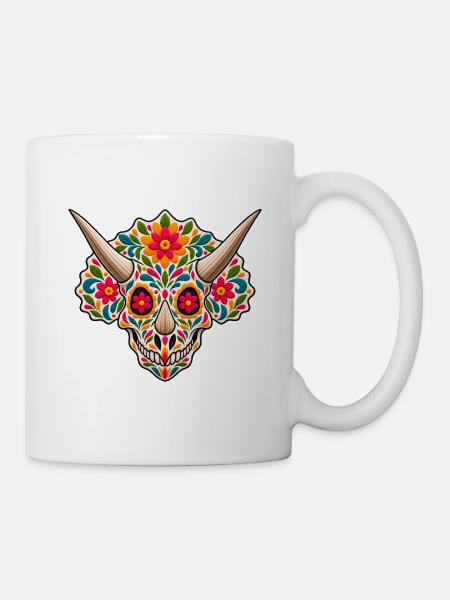 Zuckerschädel-Triceratops – Pyrenäen-Linie Labor - Tasse - Weiß