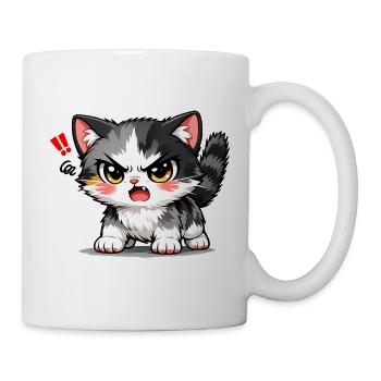 Wütendes Kawaii-Kätzchen - Tasse - Weiß - Rechts
