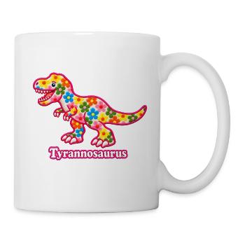 Floraler Tyrannosaurus T-Rex – Pyrenäenlinien-Labor - Tasse - Weiß - Rechts