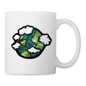 Aquarell Erde mit Wolken - Tasse - Weiß - Rechts