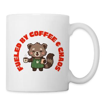 Angetrieben von Kaffee und Chaos Barista Waschbär-Kunst - Tasse - Weiß - Rechts
