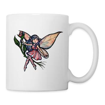 Verspielte Fee auf Rosenzweig - Tasse - Weiß - Rechts