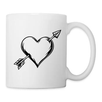 Herz mit Pfeil - Tasse - Weiß - Rechts