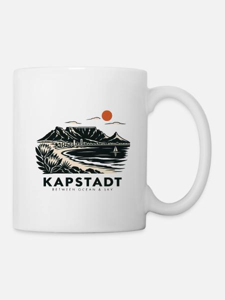 Kapstadt Küstenblick Linienstil - Tasse - Weiß