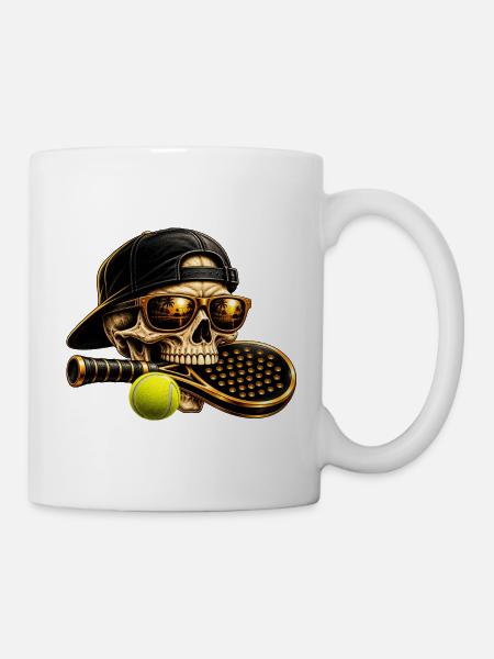 Skelett mit Sonnenuntergang Padel-Style - Tasse - Weiß