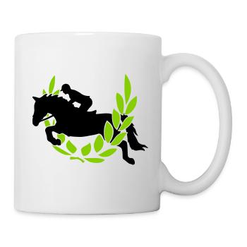 Springreiter mit Lorbeer 2C - Farbwechsel - Tasse - Weiß - Rechts