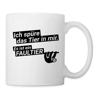 spüre das Tier in mir ein Faultier Spruch lustig - Tasse - Weiß - Rechts