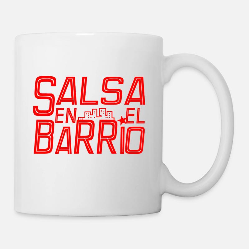 Salsa en el Barrio red - Salsa Dance Shirts - Mug - white