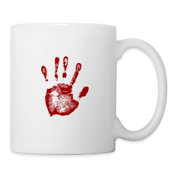 Die blutige Hand. Geschenk - Tasse - Weiß - Rechts