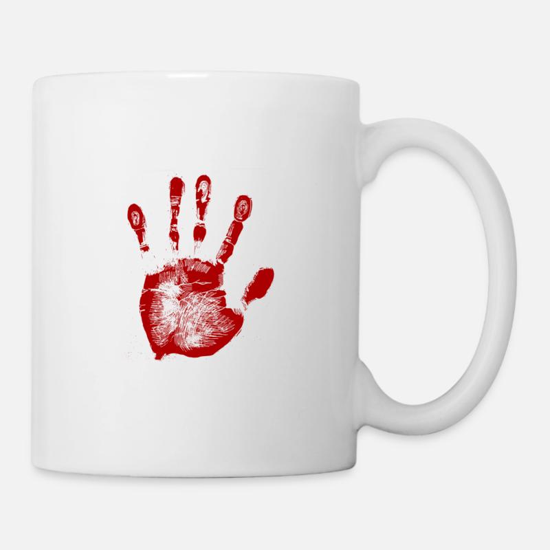 Die blutige Hand. Geschenk - Tasse - Weiß
