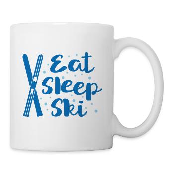 Eat Sleep Ski - Winter Sport Hütte Piste Skilift - Tasse - Weiß - Rechts