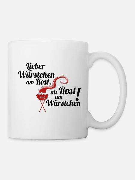 Würstchen am Rost Grillen Grill Geschenkidee - Tasse - Weiß
