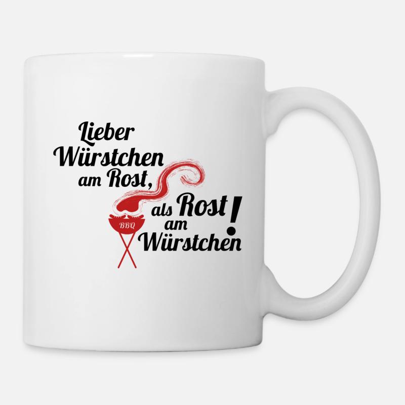 Würstchen am Rost Grillen Grill Geschenkidee - Tasse - Weiß