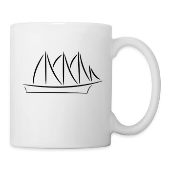 Drawn sailing ship - Mug - white - Right