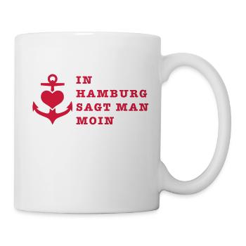 In Hamburg they say Moin / anchor 1c - Mug - white - Right