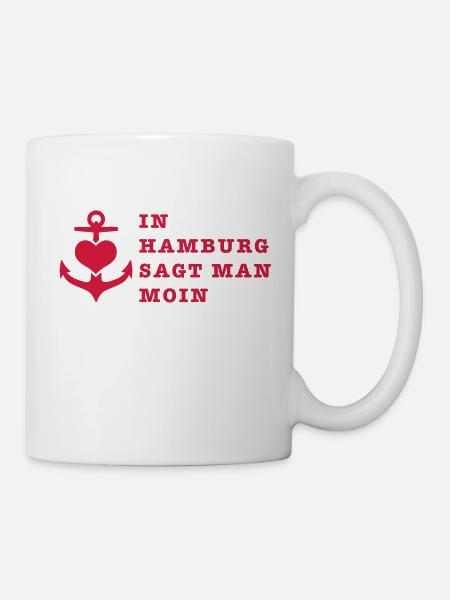 In Hamburg sagt man Moin / Anker 1c - Tasse - Weiß