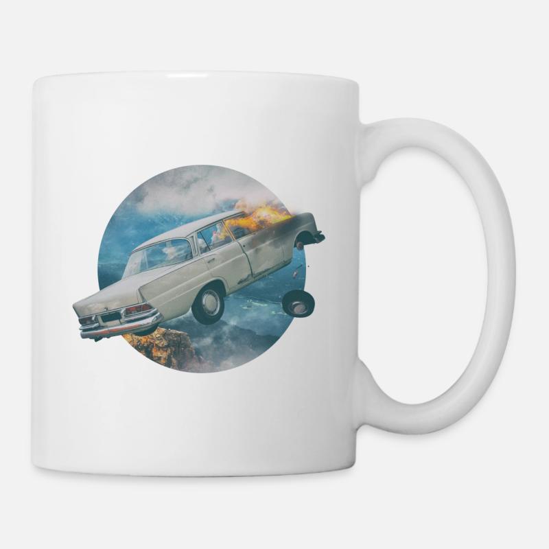 Vintage Stunt Crash Car - Mug blanc - blanc