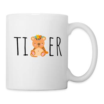 Tiger Kinder Geschenk Geburtstag Pyjama Schlafen - Tasse - Weiß - Rechts