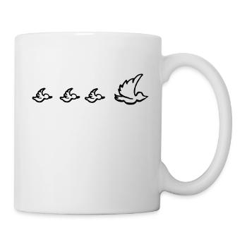 Tiere - Vogelfamilie - sw - Tasse - Weiß - Rechts