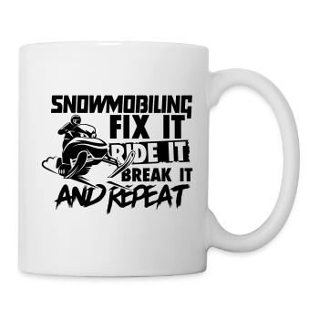 Snowmobiling Fix Ride Break it and Repeat - Tasse - Weiß - Rechts