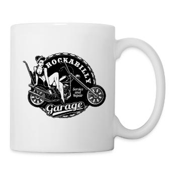 Vintage Rockabilly Garage Girl Biker Streetwear - Tasse - Weiß - Rechts