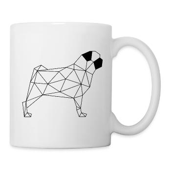 Geometric Pug - Geometrischer Mops - schwarz - Tasse - Weiß - Rechts