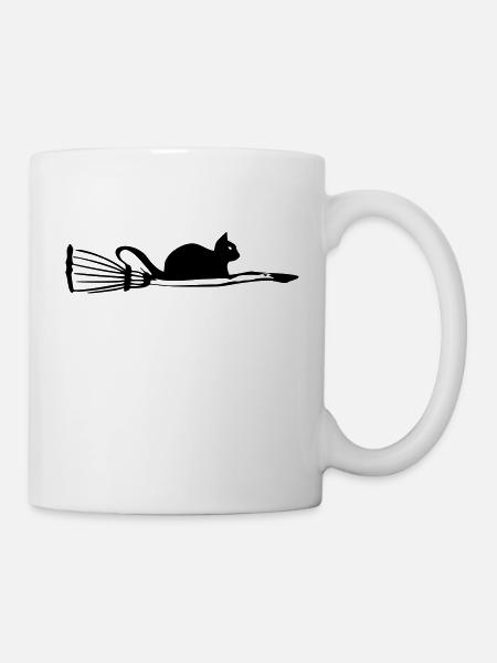Cat with broom - Mug - white