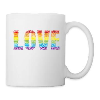 LGBT Queer Pride CSD Word Cloud LOVE Gay Queer Bi - Tasse - Weiß - Rechts