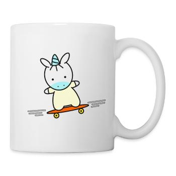 T-Shirt Einhorn Skateboard Geschenk Geschenkidee - Tasse - Weiß - Rechts