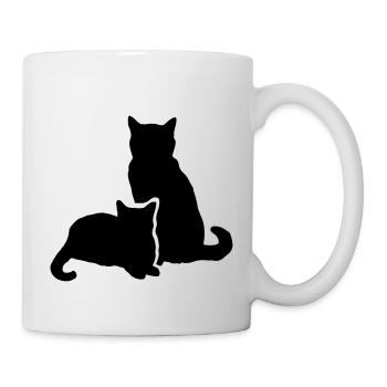 zwei Katzen - two cats - Tasse - Weiß - Rechts