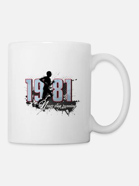 Course, anniversaire, jogging, 1981 - Mug blanc - blanc