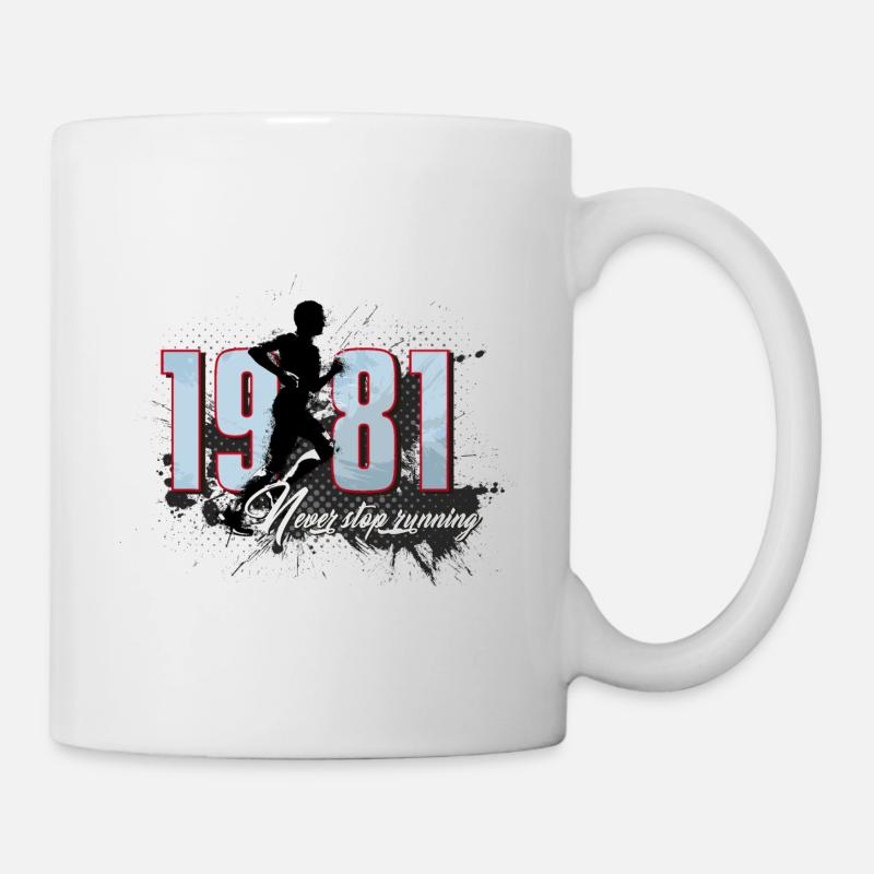 Course, anniversaire, jogging, 1981 - Mug blanc - blanc
