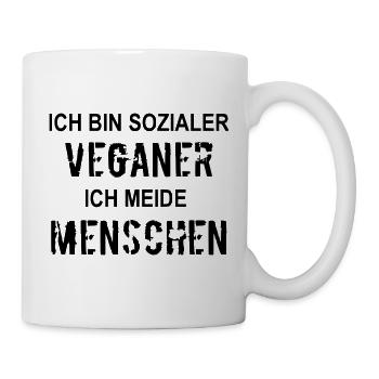 Sozialer Veganer meidet Menschen - Tasse - Weiß - Rechts