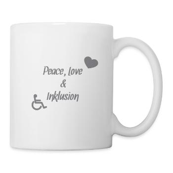 Peace, Love & Inklusion - Tasse - Weiß - Rechts