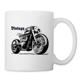 Motorrad Moto Vintage Black Voiture ancienne Bleu - Tasse - Weiß - Rechts
