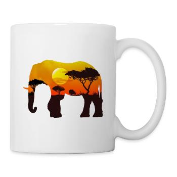 Elephant | Africa | Sunset | Steppe | Tree - Mug - white - Right