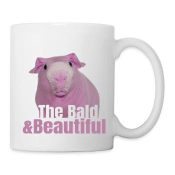 Schönes und kahles Meerschweinchen. Ein dünnes Schweinchen - Tasse - Weiß - Rechts
