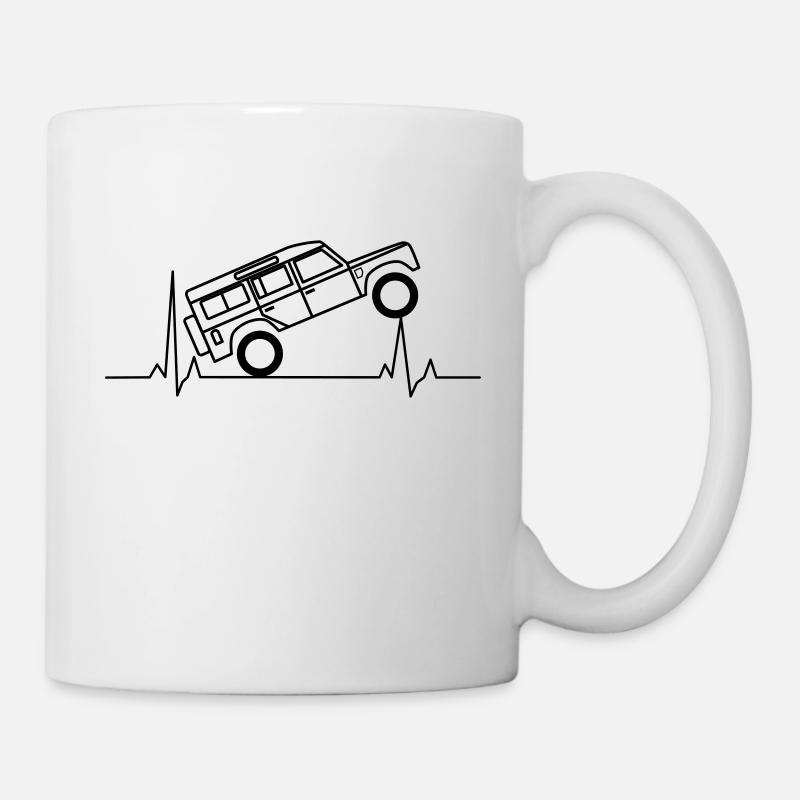 Defender ECG Heartbeat Offroad - Mug - white