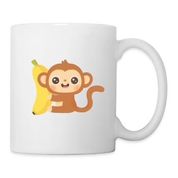 Singe mignon et banane - Mug blanc - blanc - Droite