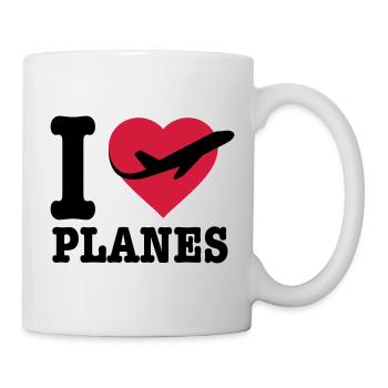 J'aime les avions - noir - Mug blanc - blanc - Droite