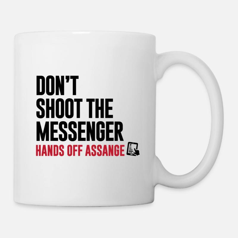 Hands Off Assange - Ne tirez pas sur le Messenger - Mug blanc - blanc