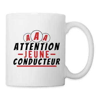 Attention jeune conducteur. cadeau permis humour - Mug blanc - blanc - Droite